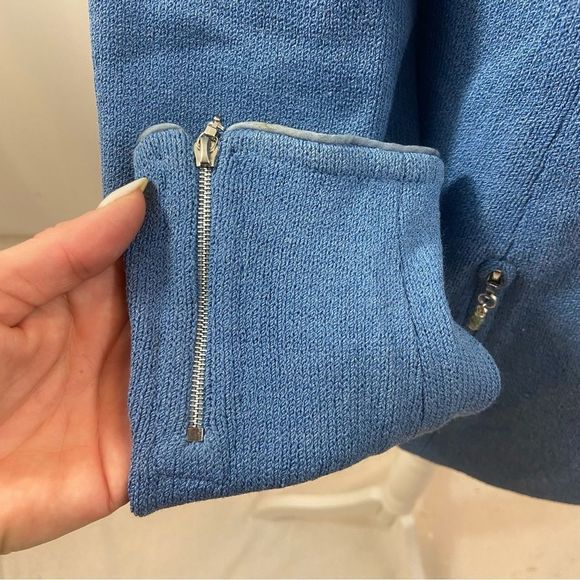 St. John Collection Brand Blue Full Zipper Knit Jacket Size 4 - Picture 11 of 13